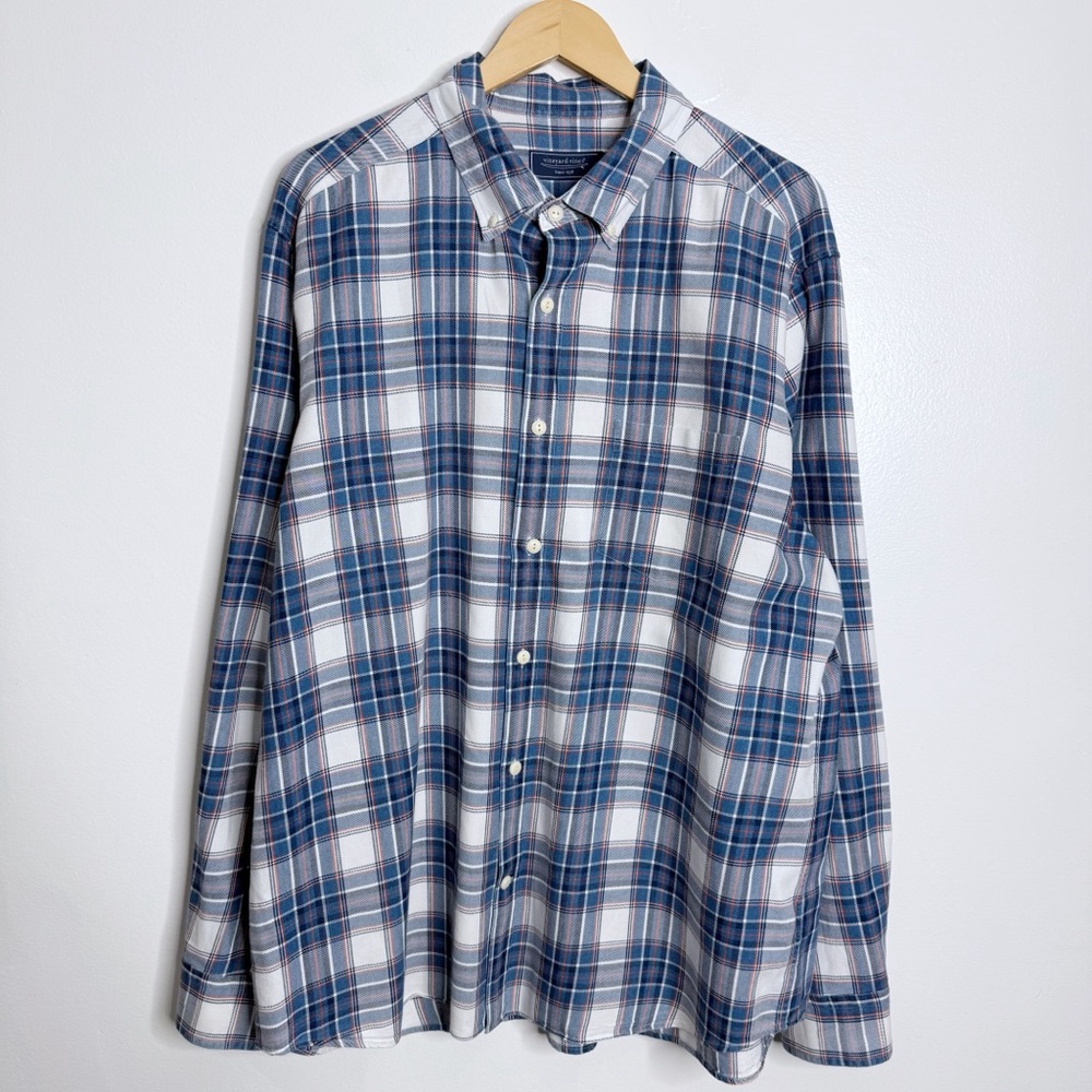 NWOT Vineyard Vines Men's XL Cotton Twill Indigo Classic Plaid Shirt Button Down
